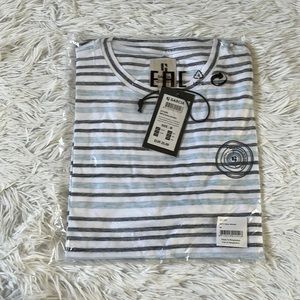 New Garcia Blue stream Jeans striped crew Neck Men’s T shirt size Medium